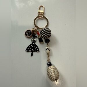 Elegant Black and White Keychain Charm purse fob
